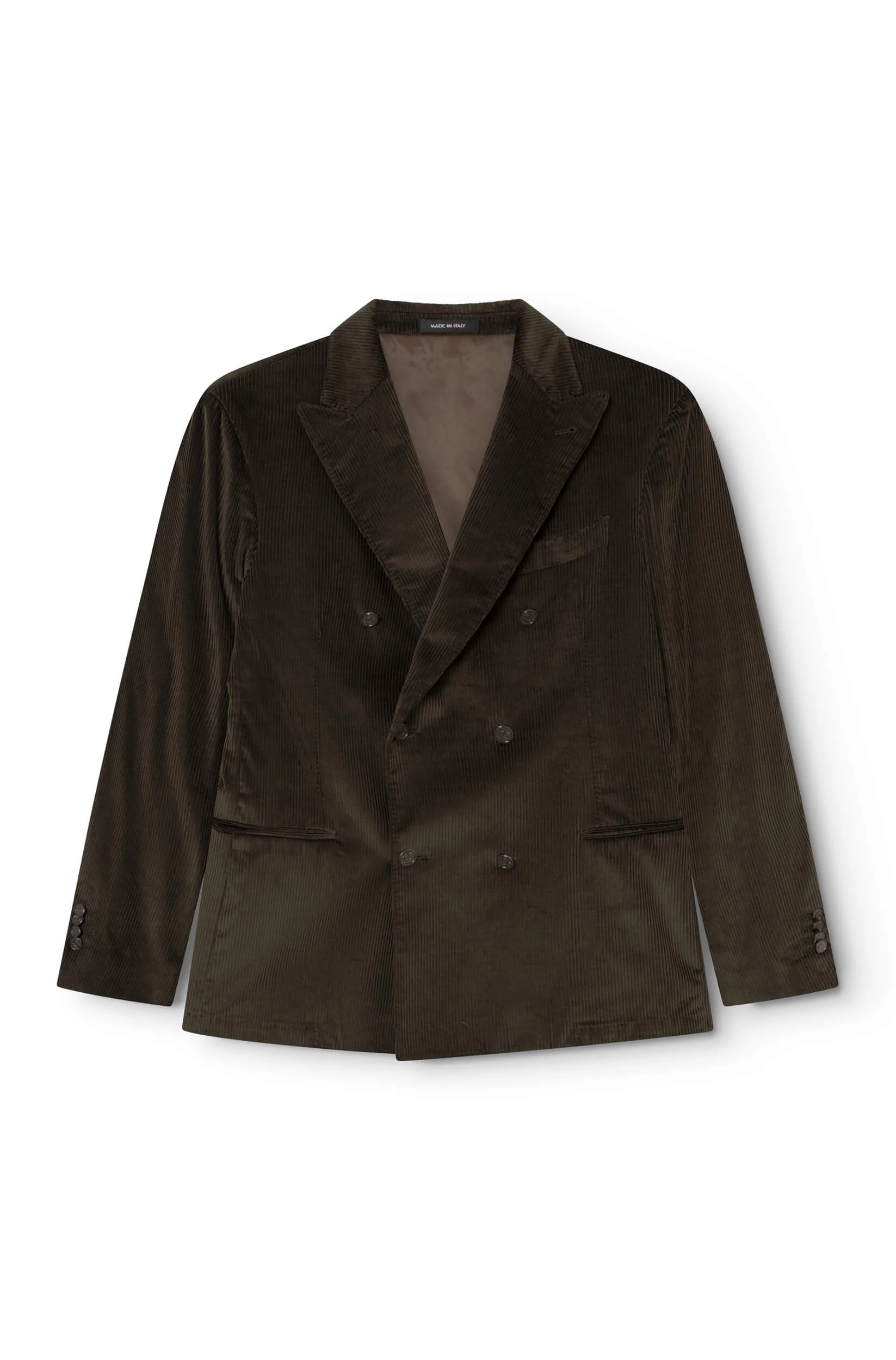 Veste croisé en velours kaki vue de face